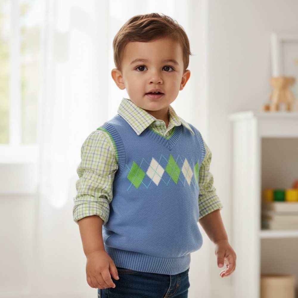 Good Lad Boys Dress Shirt & Argyle Sweater Vest Set Size 2